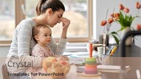  Presentation with working mother - Amazing slides having remote-job-multi-tasking backdrop and a coral colored foreground