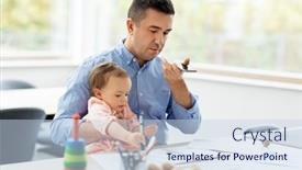  Presentation with recorder - Amazing PPT layouts having remote-job-multi-tasking backdrop and a sky blue colored foreground