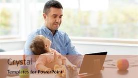  Presentation with remote working - Colorful PPT theme enhanced with remote-job-multi-tasking backdrop and a coral colored foreground