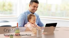  Presentation with remote working - Cool new slides with remote-job-multi-tasking backdrop and a coral colored foreground