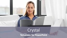  Presentation with remote working - Presentation design consisting of remote-job-people-and-business background and a gray colored foreground