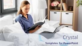  Presentation with remote working - Slide set enhanced with remote-job-people-and-business background and a sky blue colored foreground