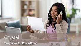  Presentation with young happy people smiling - Slides enhanced with remote-job-technology-and-people background and a gray colored foreground