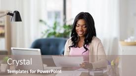  Presentation with remote working - Slide deck with remote-job-technology-and-people background and a gray colored foreground