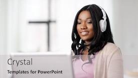  Presentation with remote working - Beautiful presentation theme featuring remote-job-technology-and-people backdrop and a light gray colored foreground