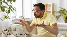  Presentation with remote working - PPT theme enhanced with remote-job-technology-and-people background and a coral colored foreground