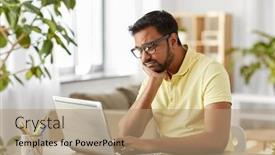  Presentation with remote working - Theme consisting of remote-job-technology-and-people background and a coral colored foreground