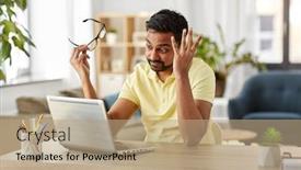  Presentation with remote working - Theme having remote-job-technology-and-people background and a coral colored foreground