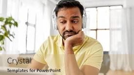  Presentation with remote working - Colorful PPT theme enhanced with remote-job-technology-and-people backdrop and a coral colored foreground