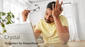  Presentation with remote working - Cool new slides with remote-job-technology-and-people backdrop and a mint green colored foreground