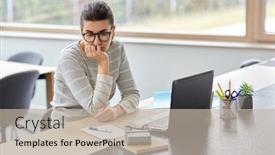  Presentation with remote working - PPT theme with remote-job-technology-and-people background and a mint green colored foreground