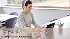  Presentation with remote working - Audience pleasing presentation consisting of remote-job-technology-and-people backdrop and a soft green colored foreground