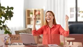  Presentation with remote working - PPT theme featuring remote-job-technology-and-people background and a coral colored foreground