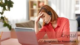  Presentation with video conference - Colorful slide set enhanced with remote-job-technology-and-people backdrop and a red colored foreground