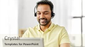  Presentation with home office - Amazing presentation design having remote-job-technology-and-people backdrop and a soft green colored foreground