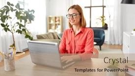  Presentation with remote working - Cool new presentation with remote-job-technology-and-people backdrop and a coral colored foreground