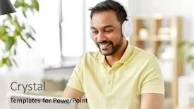  Presentation with remote working - Presentation featuring remote-job-technology-and-people background and a soft green colored foreground