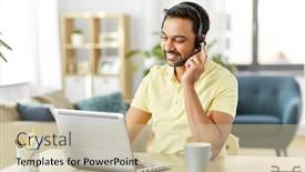  Presentation with iot agriculture technology concept man - Slide set with remote-job-technology-and-people background and a soft green colored foreground