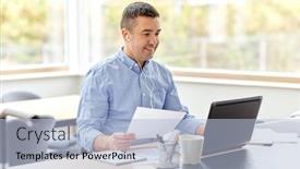  Presentation with remote working - Presentation consisting of remote-job-technology-and-people background and a light blue colored foreground