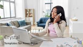  Presentation with remote working - Presentation theme consisting of remote-job-technology-and-people background and a light gray colored foreground