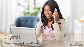  Presentation with remote working - Audience pleasing slide set consisting of remote-job-technology-and-people backdrop and a mint green colored foreground