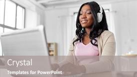  Presentation with remote working - Slide deck with remote-job-technology-and-people background and a gray colored foreground