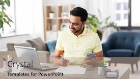  Presentation with remote working - Cool new presentation with remote-job-technology-and-people backdrop and a coral colored foreground