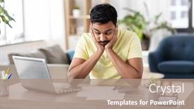  Presentation with remote working - Slides enhanced with remote-job-technology-and-people background and a coral colored foreground