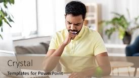  Presentation with home office - Presentation design featuring remote-job-technology-and-people background and a coral colored foreground