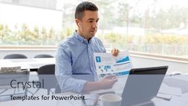  Presentation with remote working - Presentation theme featuring remote-job-technology-and-people background and a light blue colored foreground