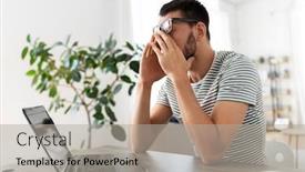  Presentation with remote working - Colorful presentation design enhanced with remote-job-technology-and-people backdrop and a light gray colored foreground