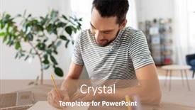  Presentation with remote working - Audience pleasing slide deck consisting of remote-job-technology-and-people backdrop and a coral colored foreground