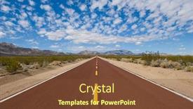  Presentation with remote - Audience pleasing presentation design consisting of remote-kelbaker-road-leading-below backdrop and a tawny brown colored foreground