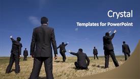  Presentation with carabao in rice field - Presentation theme enhanced with remote leadership - group of businessman background and a ocean colored foreground