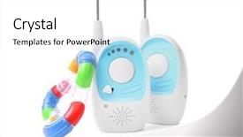  Presentation with nanny - Presentation design with remote listening - baby monitor units and rattle background and a white colored foreground
