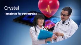  Presentation with monitoring - Audience pleasing slide deck consisting of telemedicine concept with remote monitoring backdrop and a navy blue colored foreground