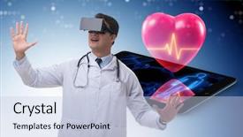  Presentation with monitoring - Slide set with telemedicine concept with remote monitoring background and a light blue colored foreground