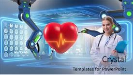  Presentation with monitoring - Presentation having telemedicine concept with remote monitoring background and a light blue colored foreground