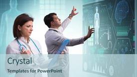  Presentation with patient monitoring - Audience pleasing slide deck consisting of remote patient monitoring - doctors in future telemedicine concept backdrop and a sky blue colored foreground