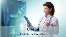  Presentation with telemedicine - Beautiful slides featuring remote patient monitoring - woman doctor in telemedicine concept backdrop and a light blue colored foreground