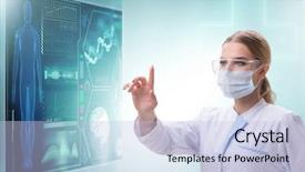  Presentation with telemedicine - Cool new presentation theme with remote patient monitoring - woman doctor in telemedicine concept backdrop and a light blue colored foreground