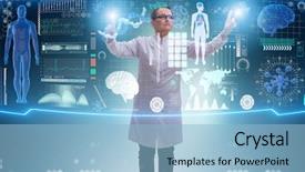  Presentation with mhealth - Cool new PPT theme with remote patient monitoring - woman doctor in telemedicine mhealth backdrop and a light blue colored foreground