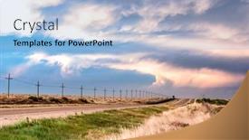  Presentation with tornado - Audience pleasing theme consisting of remote-roadway-in-the-great backdrop and a light blue colored foreground