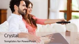  Presentation with eating disorders anorexia - Slide deck consisting of remote sensing - young couple watching tv background and a soft green colored foreground