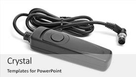  Presentation with release - Cool new slide set with remote shutter release on a white background backdrop and a light gray colored foreground