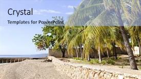  Presentation with haiti - Audience pleasing presentation design consisting of remote tropical beach in haiti backdrop and a light blue colored foreground