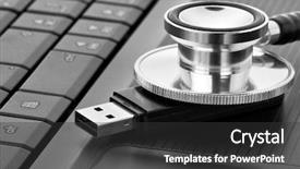  Presentation with flash - Slide set featuring removable flash drive for virus background and a dark gray colored foreground