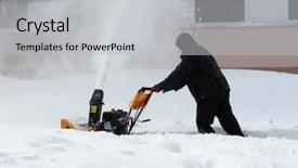  Presentation with endangered snow leopard resting - PPT layouts enhanced with removal with a snow blower background and a light gray colored foreground