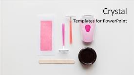  Presentation with wax - PPT layouts enhanced with beauty depilation and hair removal concept - wax with spatula epilator and safety razor on white background background and a white colored foreground