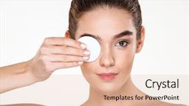  Presentation with isolated paw prints over white - PPT theme having woman removing her eye makeup background and a lemonade colored foreground